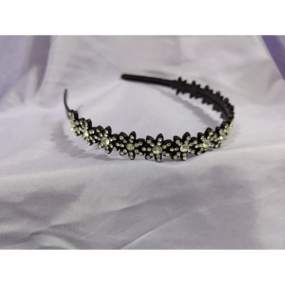 Rhinestone Crystal Pearl Headband Black & White